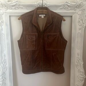 Like New Coldwater Creek Brown Leather Vest size Medium